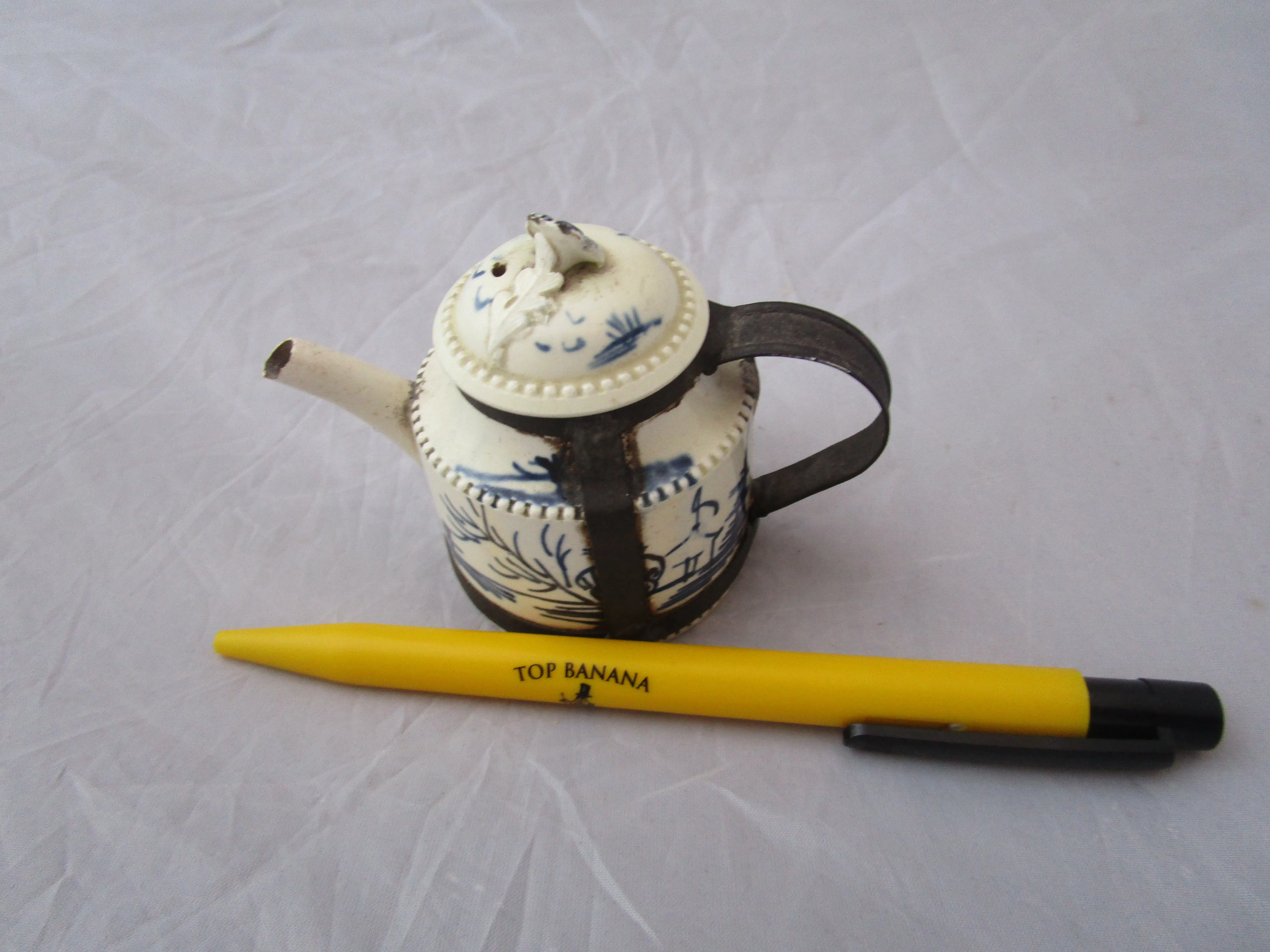 Miniature Make Do Creamware Teapot Antique Georgian 18th Century