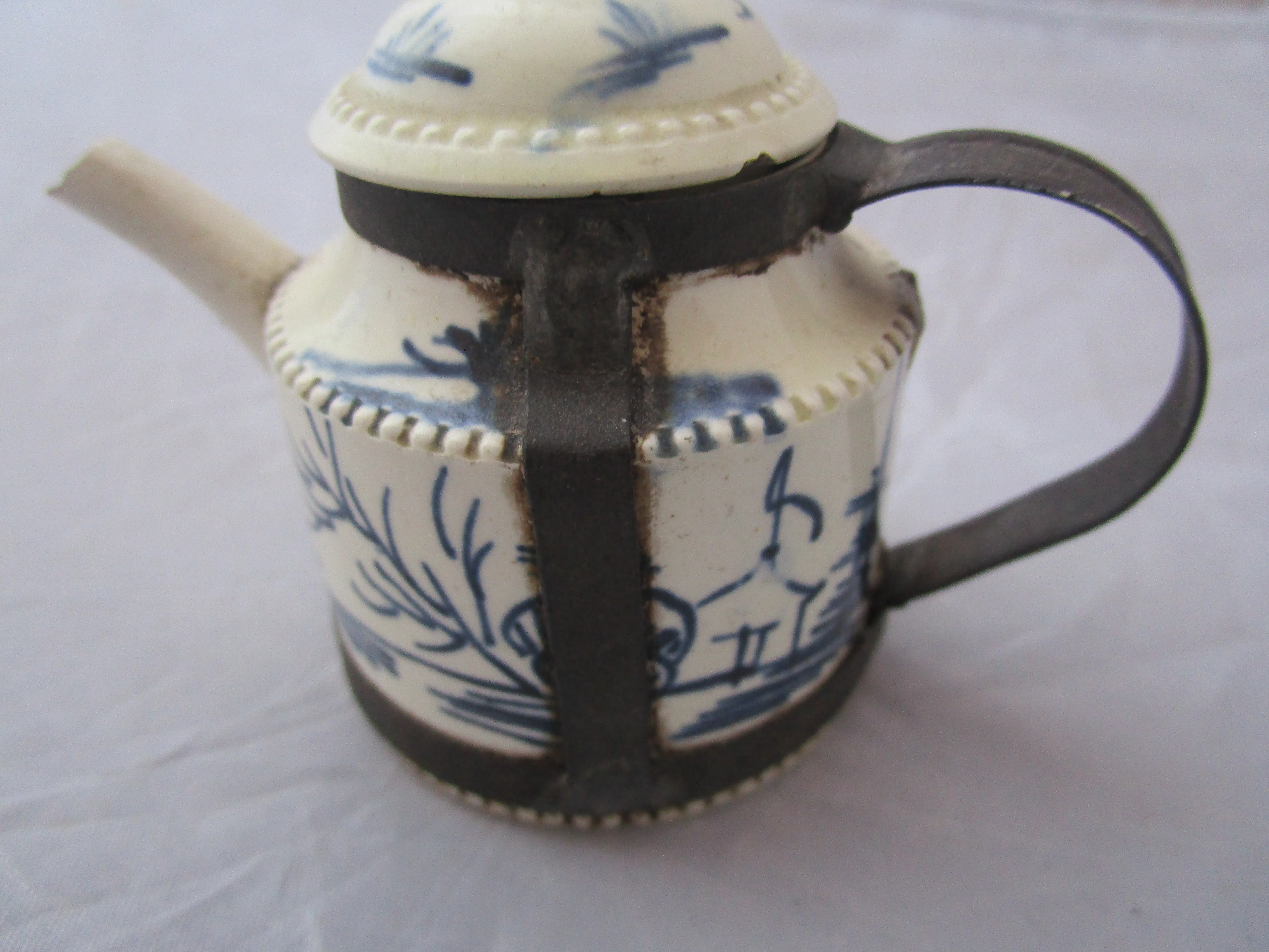 Miniature Make Do Creamware Teapot Antique Georgian 18th Century