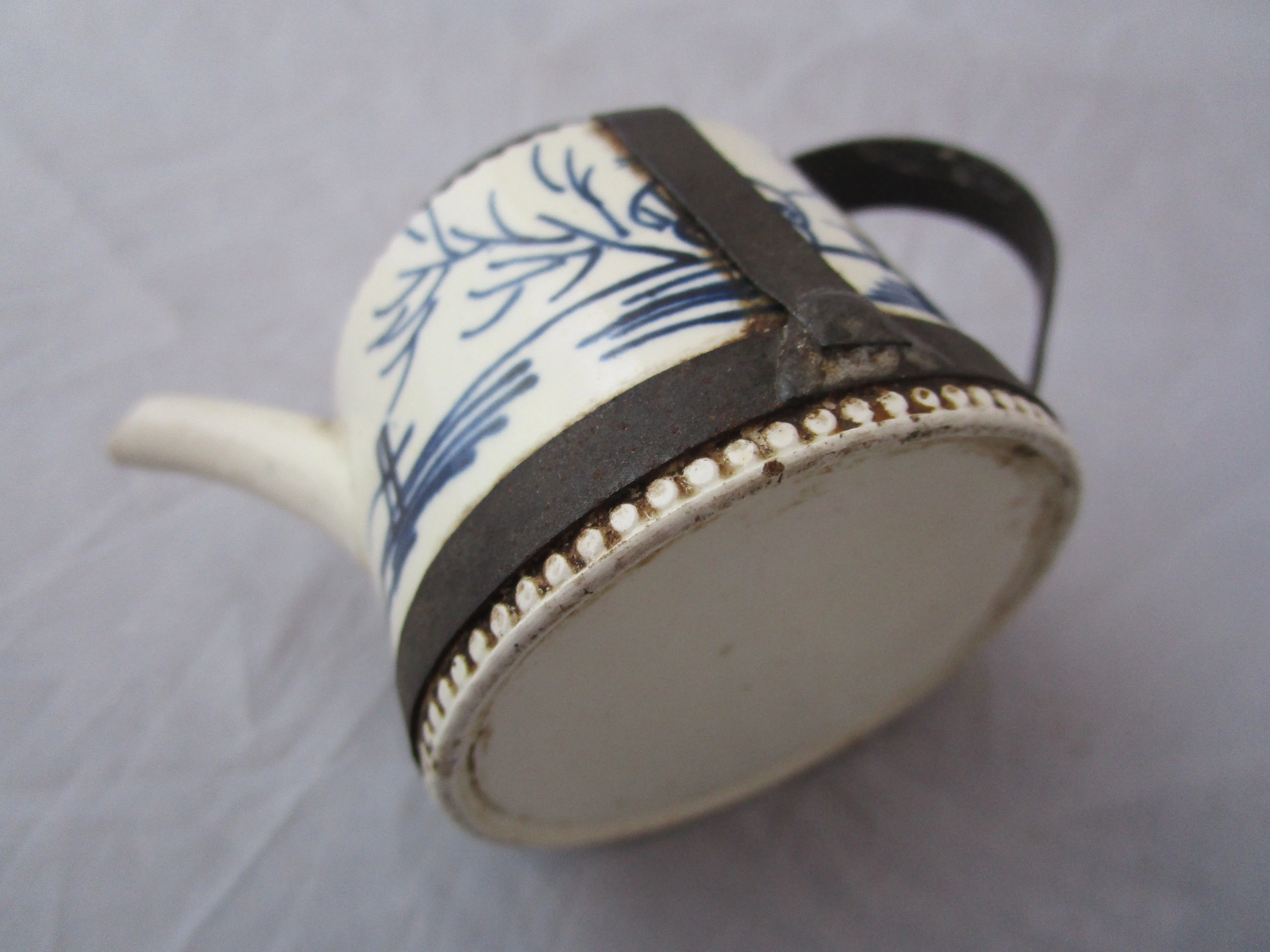 Miniature Make Do Creamware Teapot Antique Georgian 18th Century