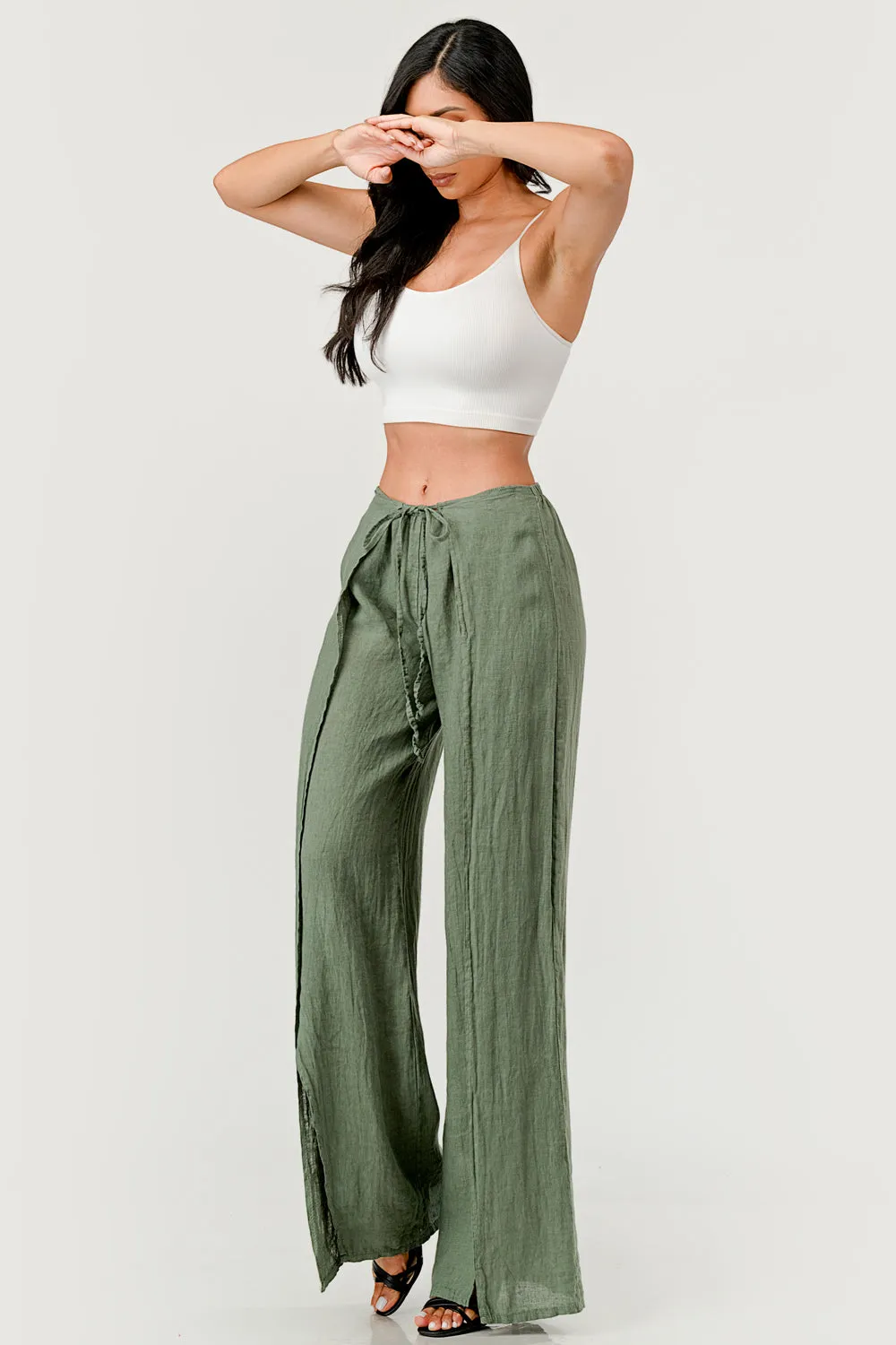 Monika Side Layered Linen Pants