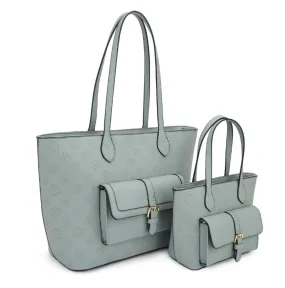 Monogram belted front pocket tote set - LBY