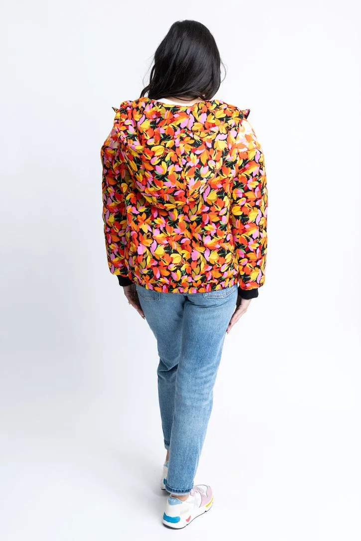 Multi Floral Hooded Puffer Jacket