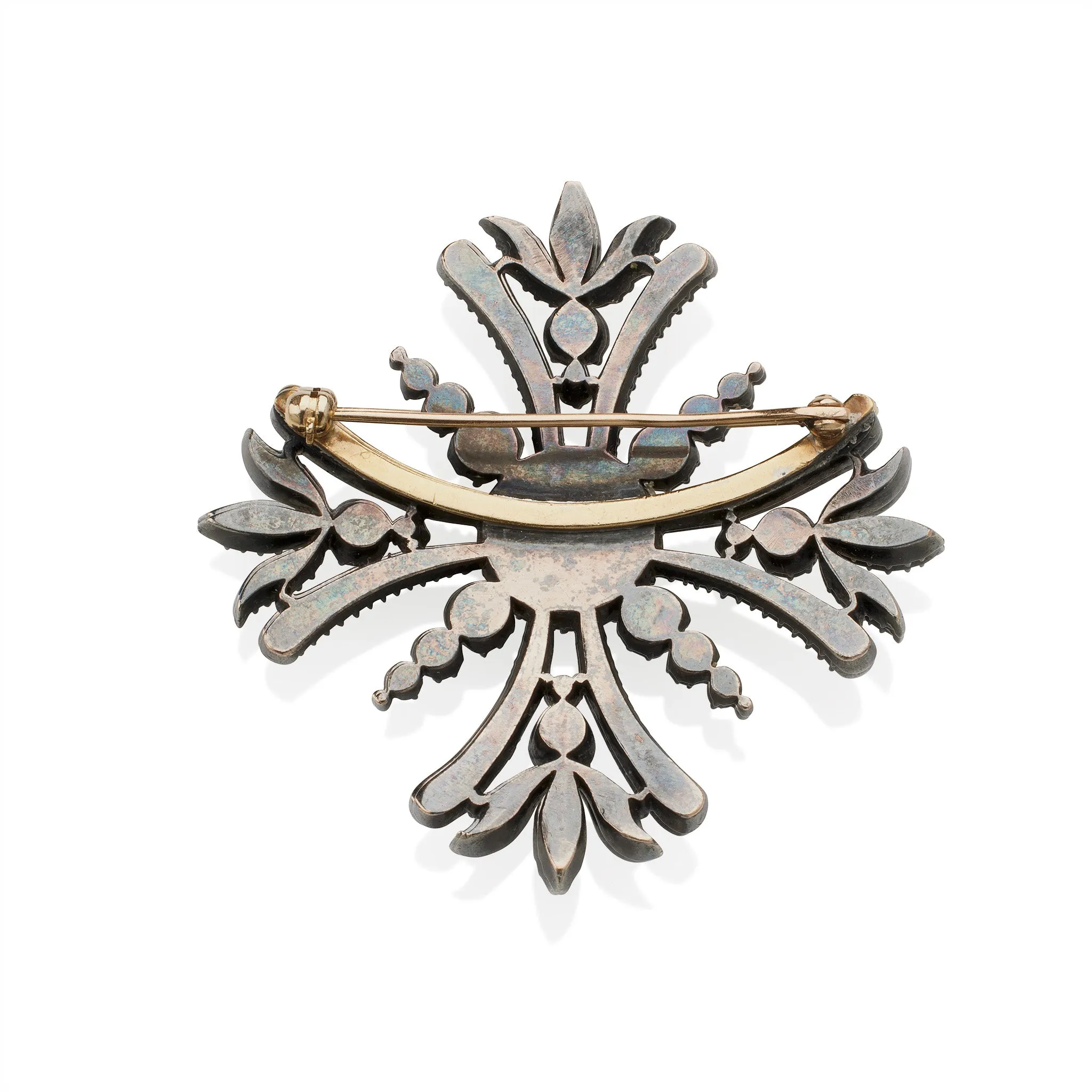 Old Mine-cut Diamond Maltese Cross Brooch