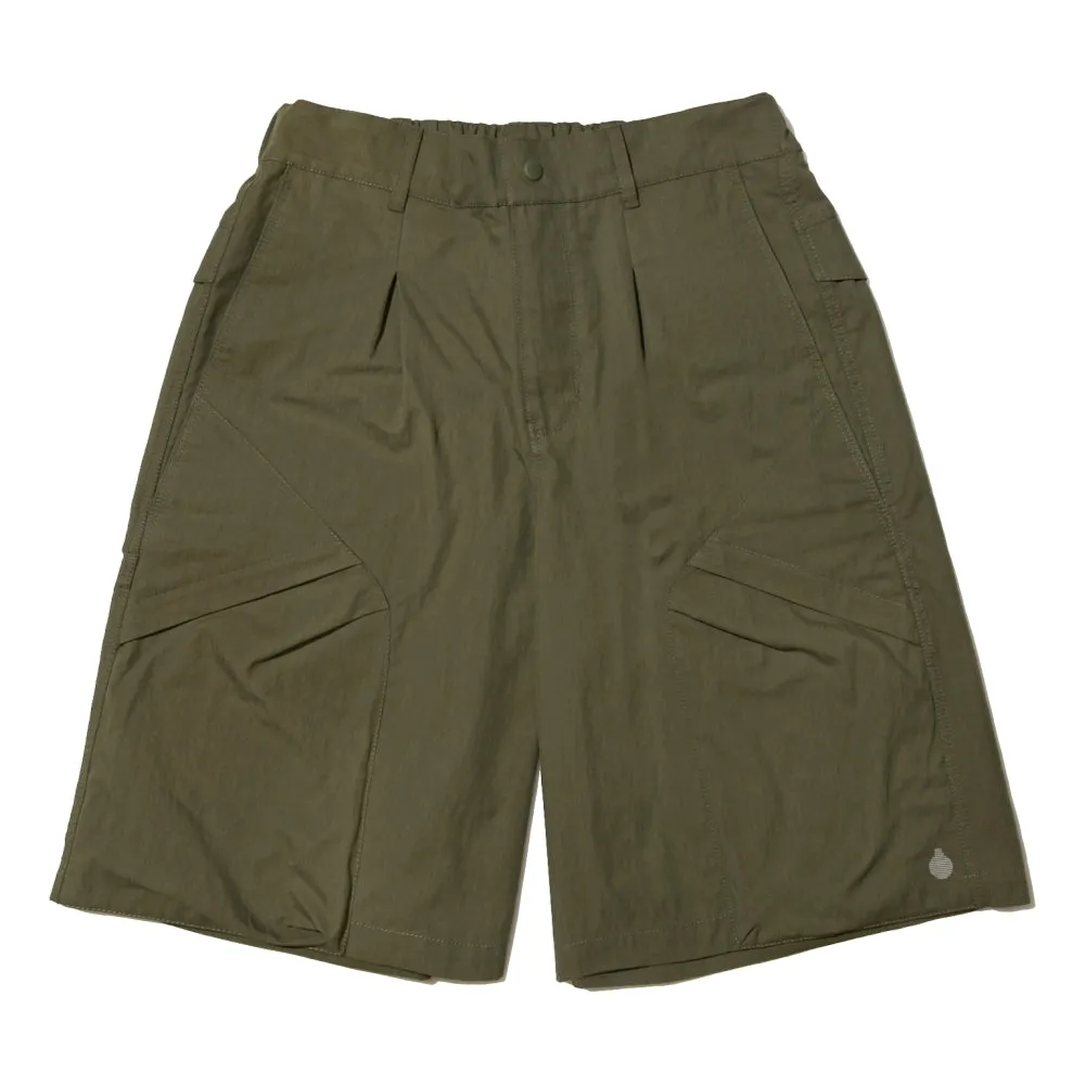 OPEN DIALOGUE DOUBLE PLEATS CARGO SHORTS-OLIVE