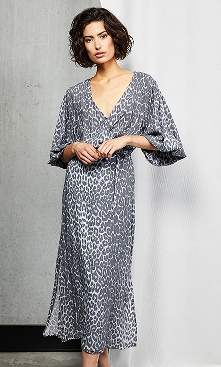 Orsay LS Grey Leopard Midi Dress