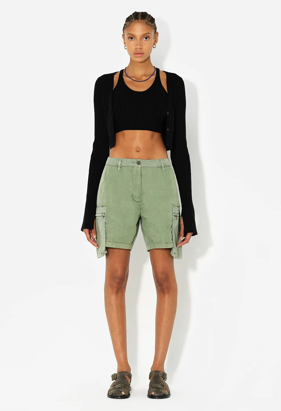 Paneled Utility Short / Washed Olive