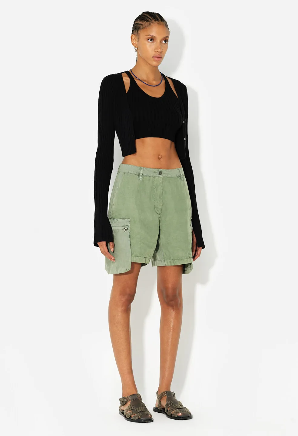 Paneled Utility Short / Washed Olive