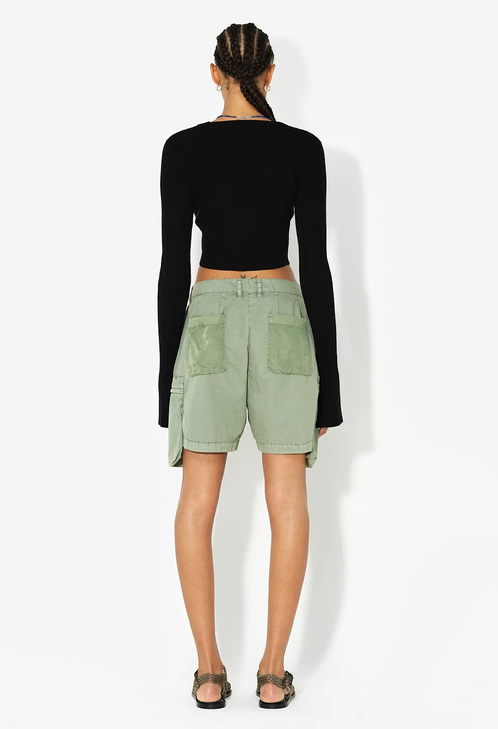 Paneled Utility Short / Washed Olive