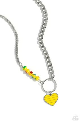 Paparazzi Mismatched Mayhem Yellow Necklace & Earring Set