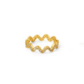 Pave Wave Ring - Gold