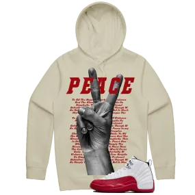 Peace Hand Hoodie (Sand/Red)