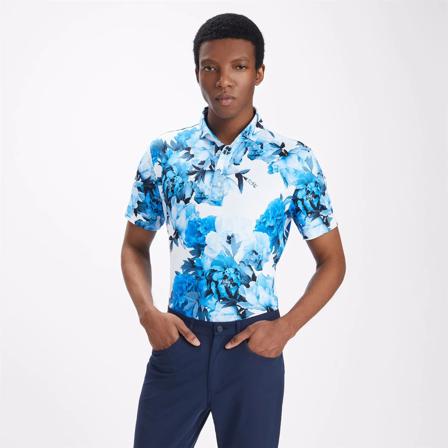 Photo Floral Tech Jersey Tailored Fit Polo Racer - AW23