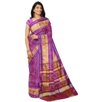 Pink maroon silk handloom patola saree