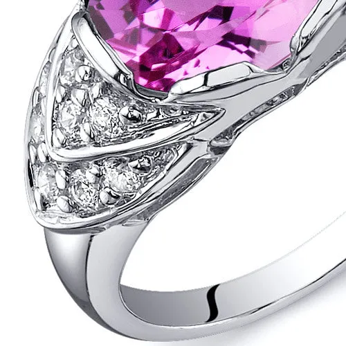 Pink Sapphire Oval Cut Sterling Silver Ring Size 9