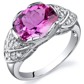 Pink Sapphire Oval Cut Sterling Silver Ring Size 9