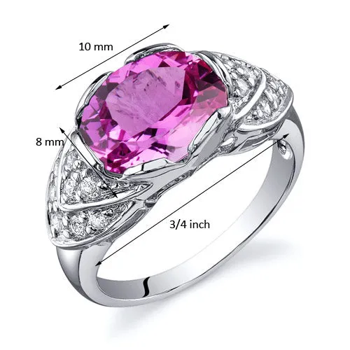 Pink Sapphire Oval Cut Sterling Silver Ring Size 9