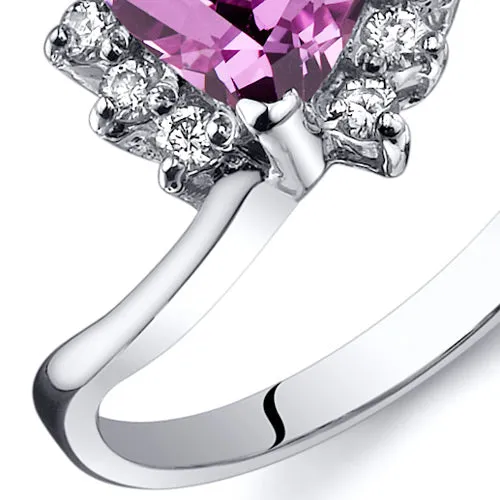 Pink Sapphire Trillion Sterling Silver Ring Size 9