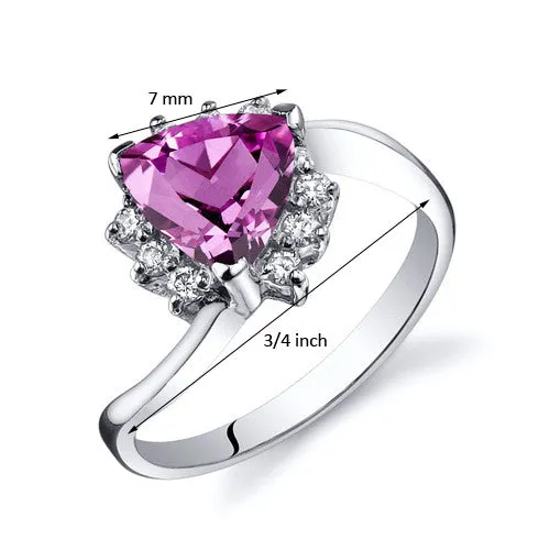 Pink Sapphire Trillion Sterling Silver Ring Size 9