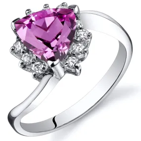 Pink Sapphire Trillion Sterling Silver Ring Size 9