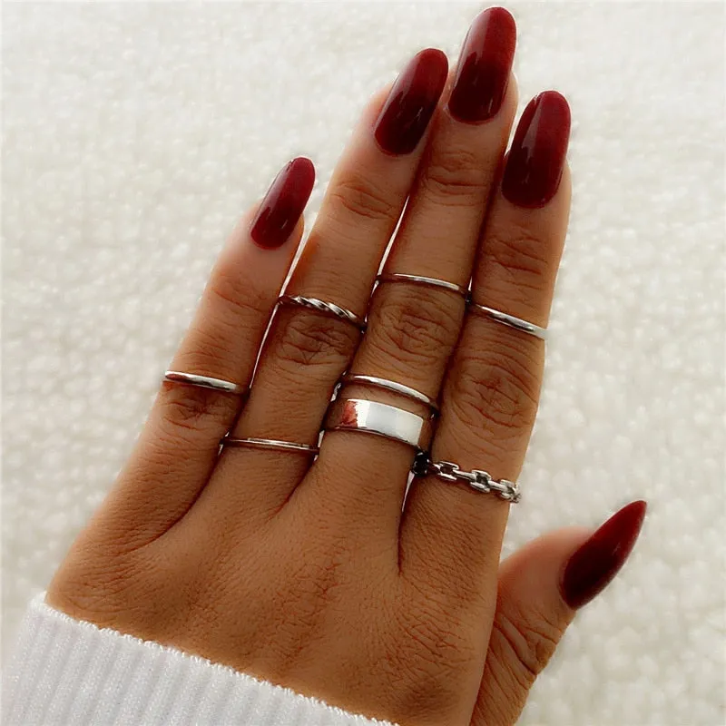 Punk Twist Joint Rings Set