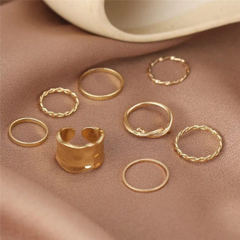 Punk Twist Joint Rings Set