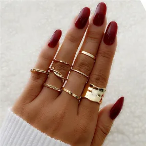 Punk Twist Joint Rings Set