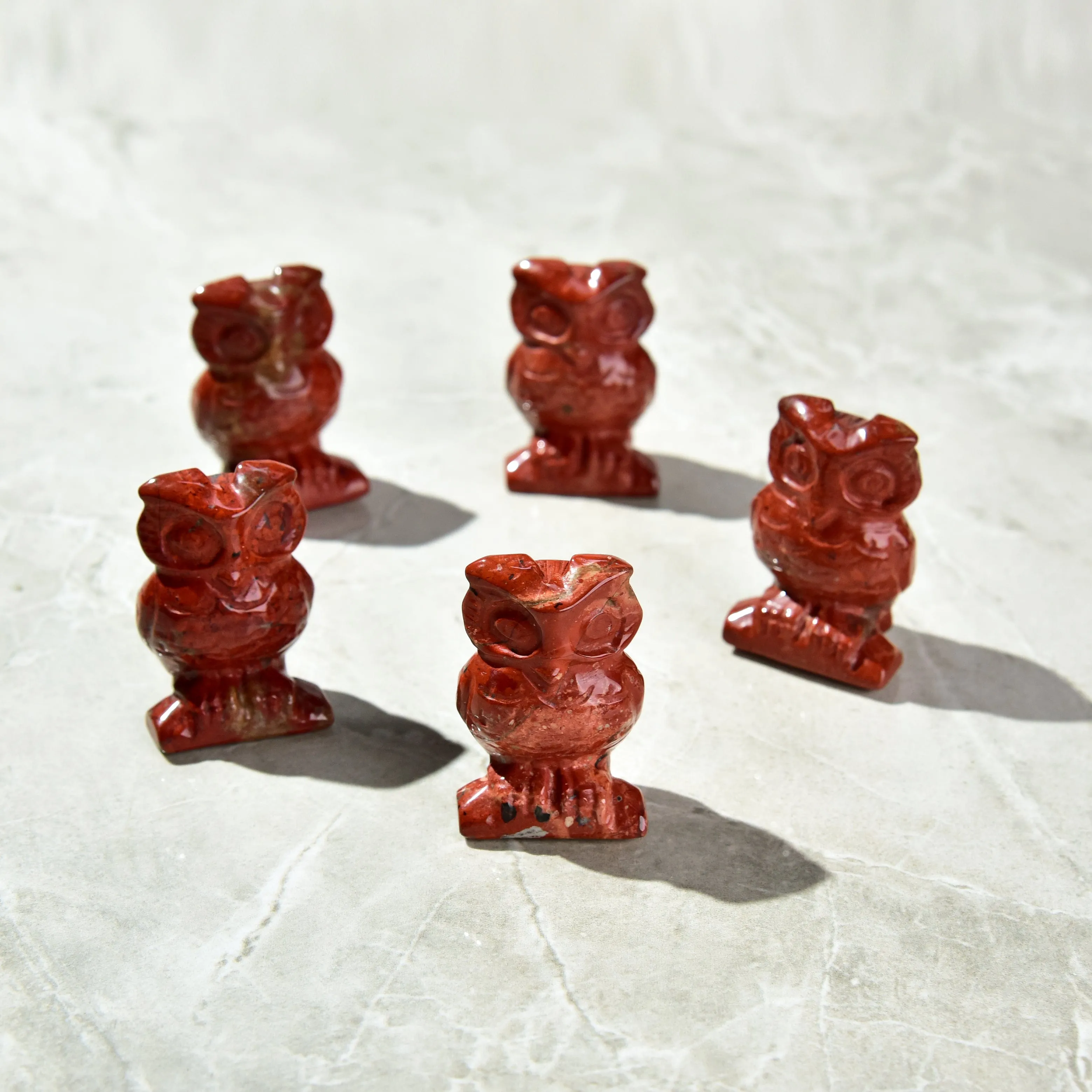 Red Jasper Owl  2'' Natural Gemstone Carving