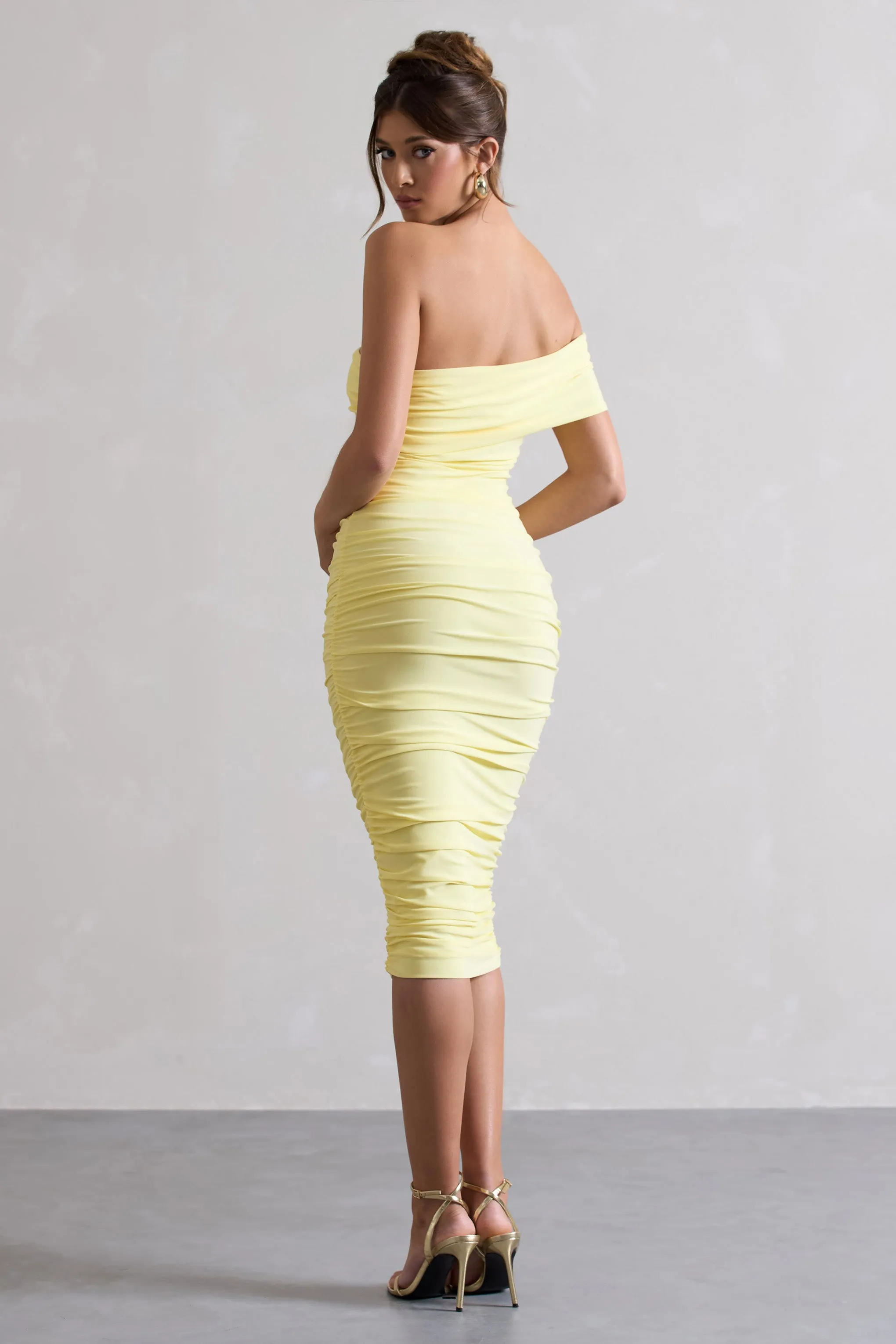 Remember Me | Lemon One Shoulder Midi Dress