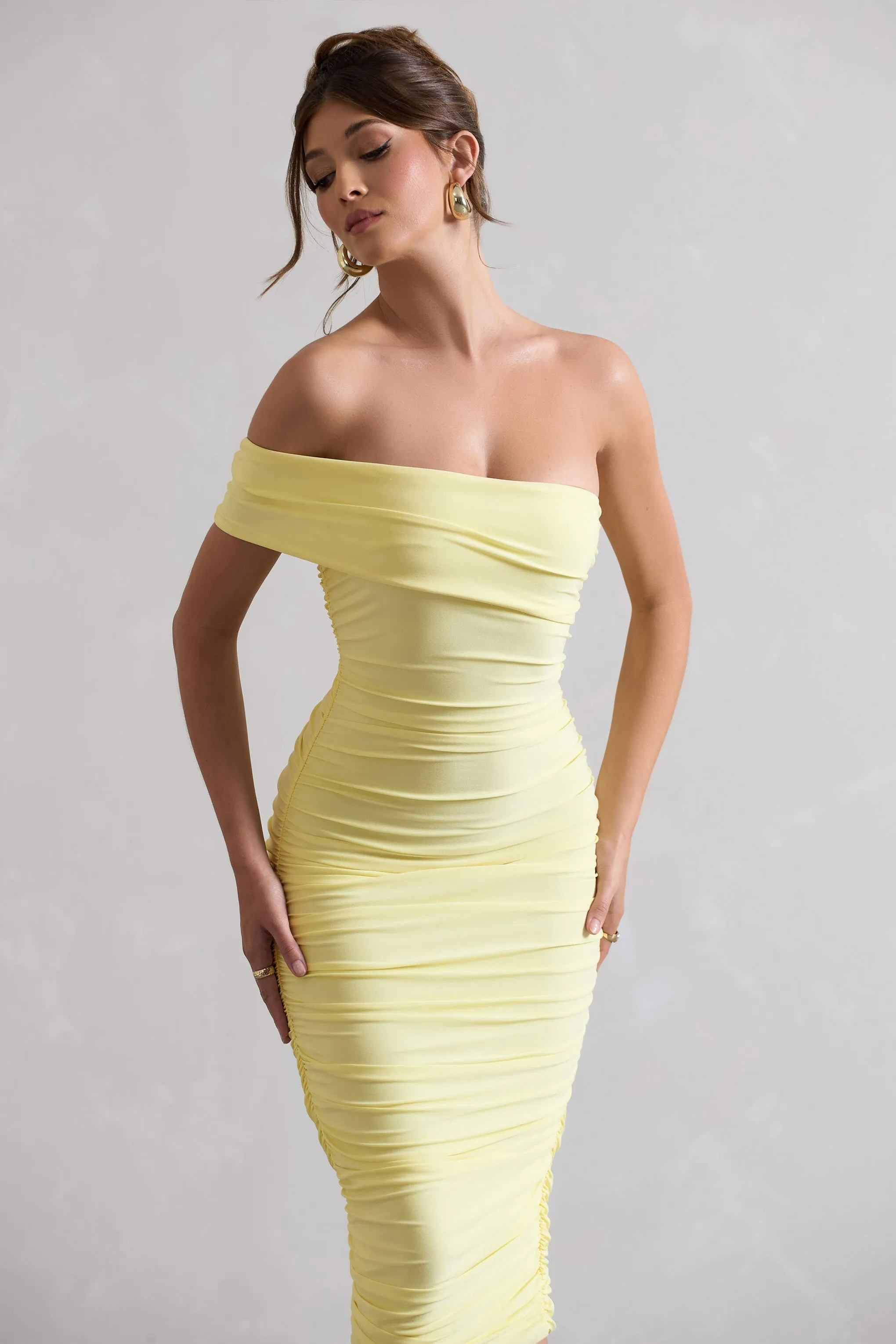 Remember Me | Lemon One Shoulder Midi Dress