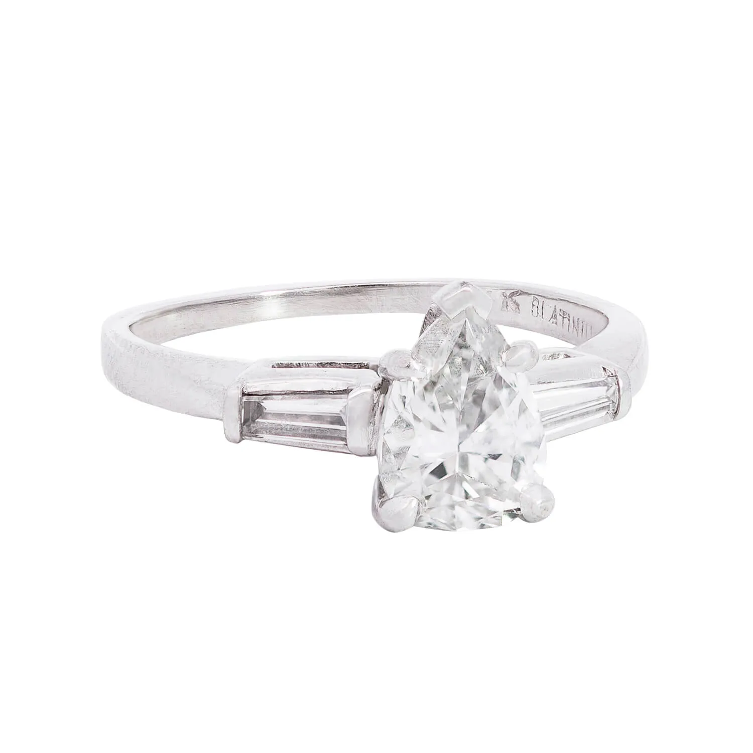 Retro Platinum Pear Cut Diamond Engagement Ring 1.10ctw