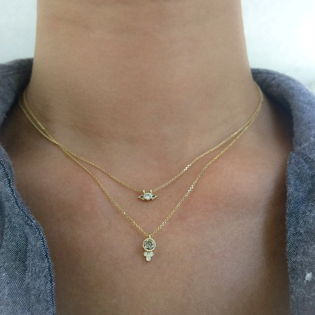 Round Champagne Diamond Crown Necklace