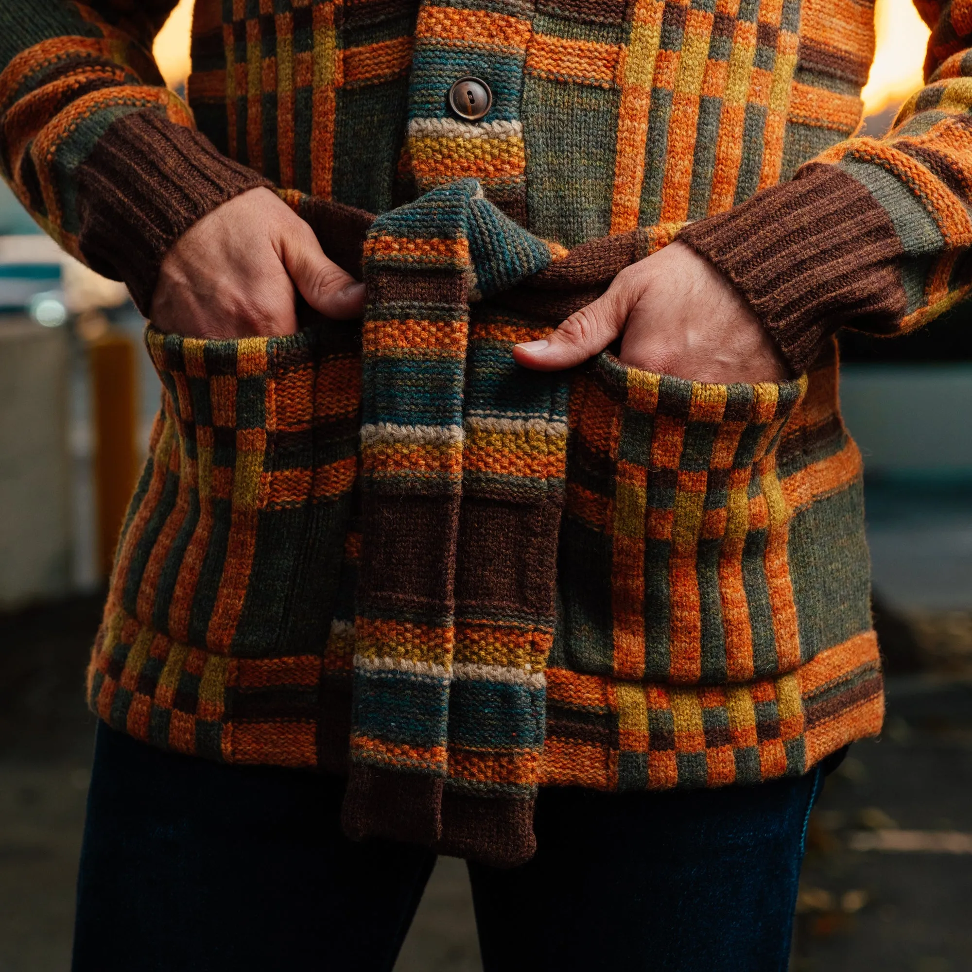 RRL Plaid Wool Ranch Cardigan Green Brown Multi FINAL SALE