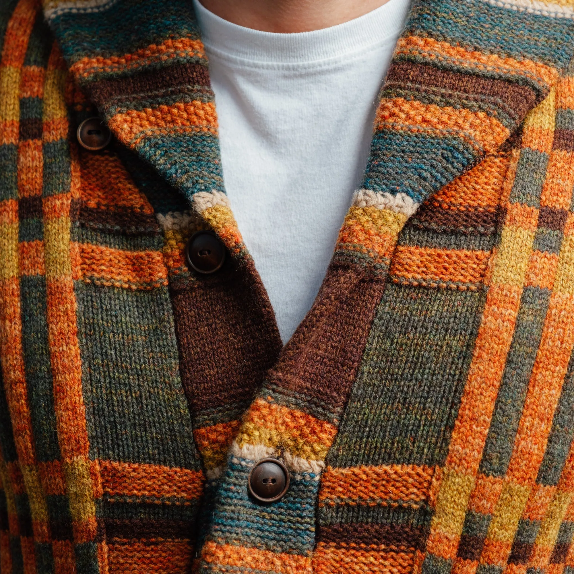 RRL Plaid Wool Ranch Cardigan Green Brown Multi FINAL SALE