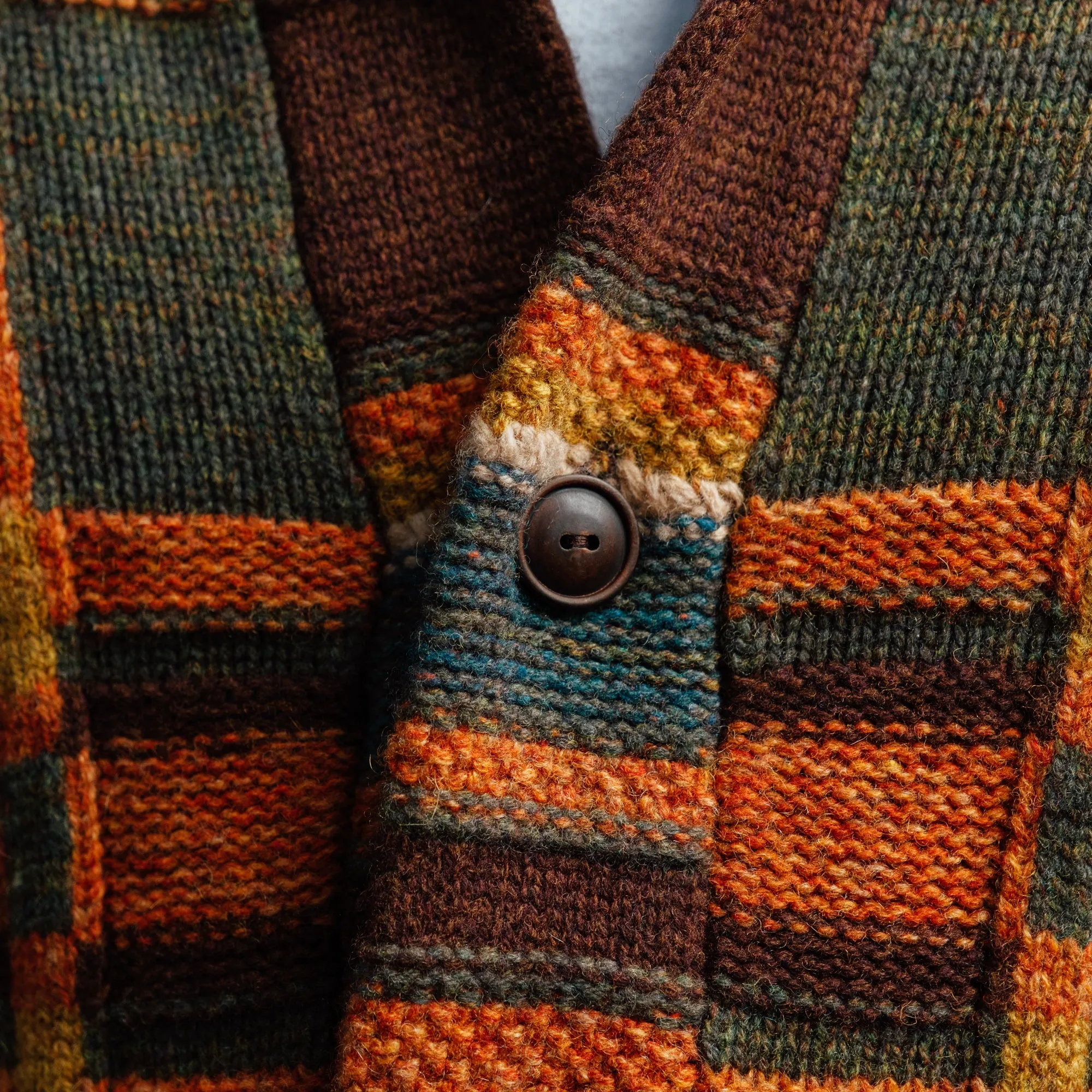 RRL Plaid Wool Ranch Cardigan Green Brown Multi FINAL SALE