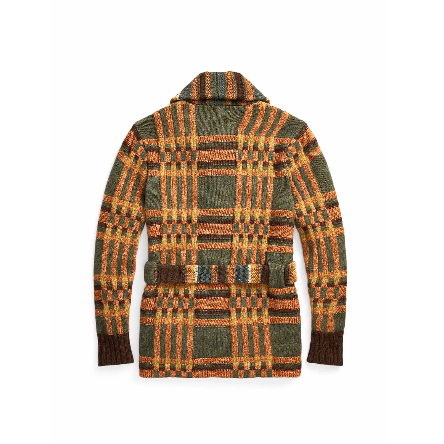 RRL Plaid Wool Ranch Cardigan Green Brown Multi FINAL SALE