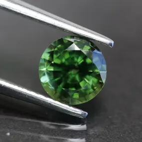 Sapphire | natural, green, round cut 6mm, 1 ct, Thailand