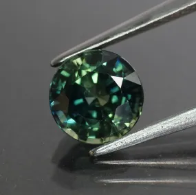 Sapphire Teal | IGI certified | natural, greenish blue, round cut 6.5 mm, 1.44ct