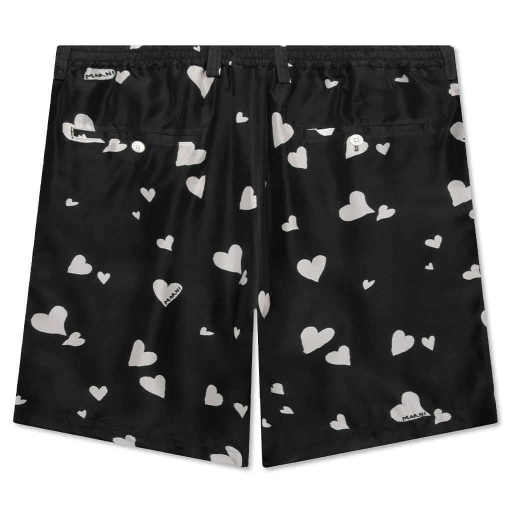 Silk Habotai Bermuda Shorts - Black