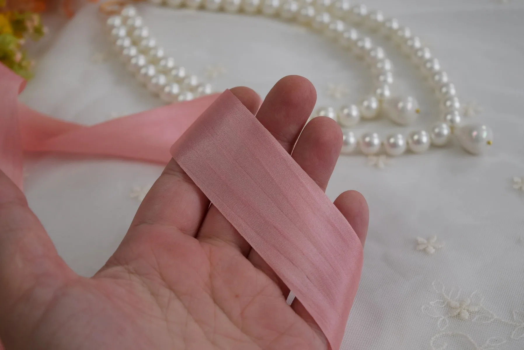 Silk Ribbon - Light Pink - 1.25 Wide - By the Yard