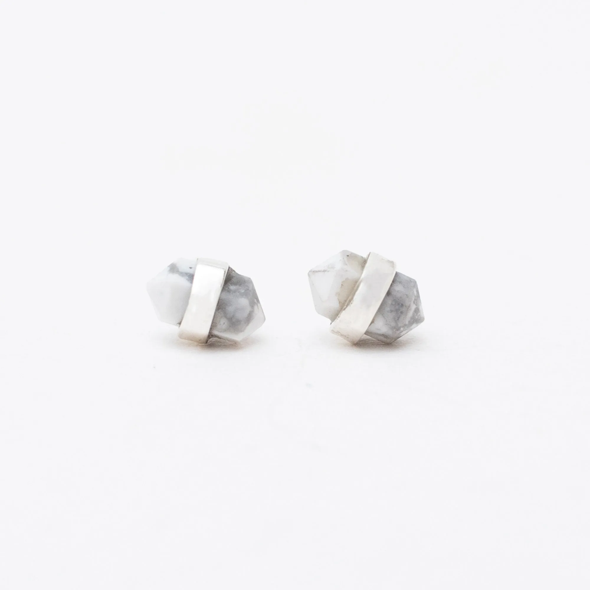 Silver Wrap Howlite Studs