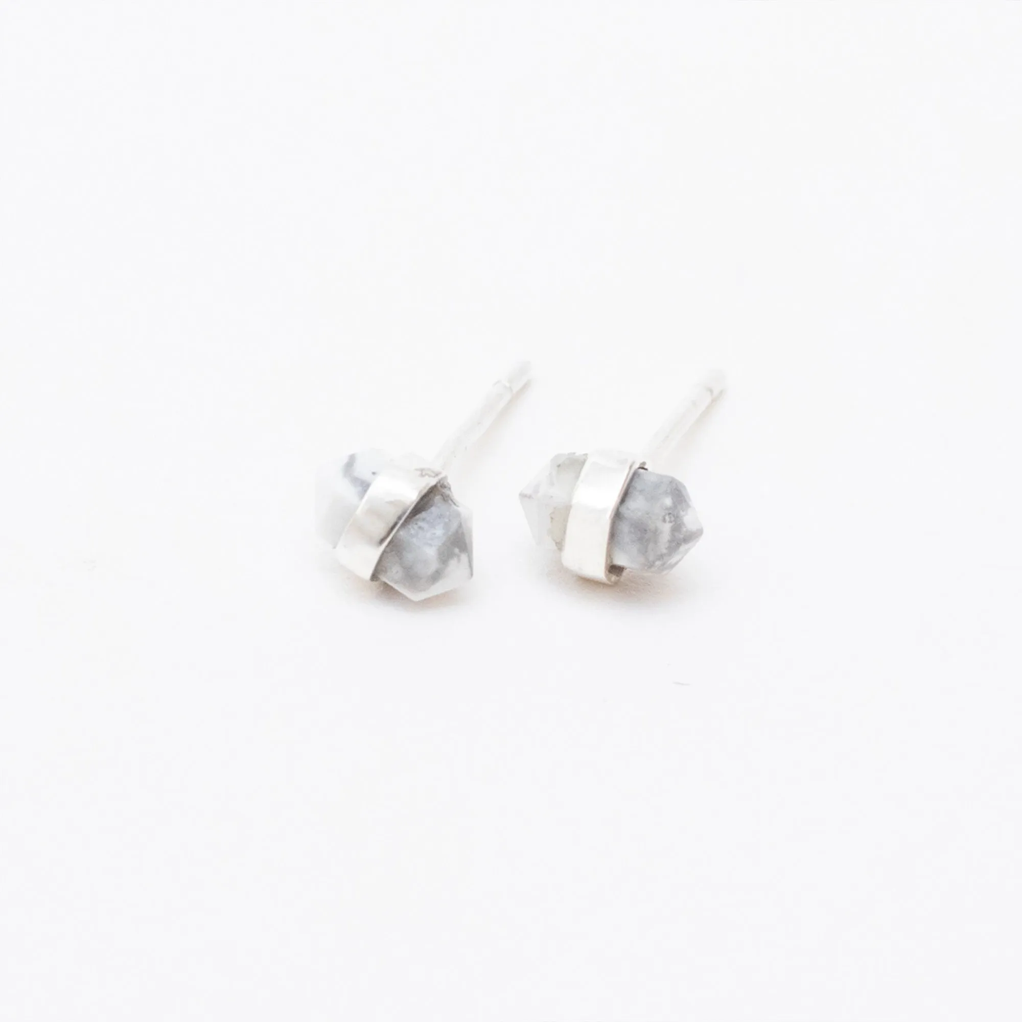 Silver Wrap Howlite Studs