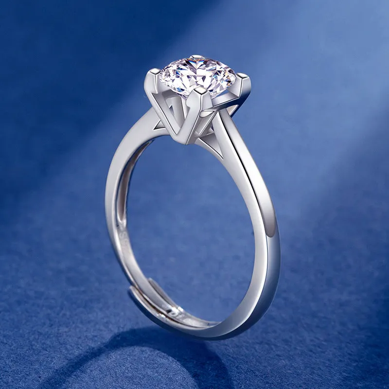 Simple V-shaped Moissanite Diamond Ring