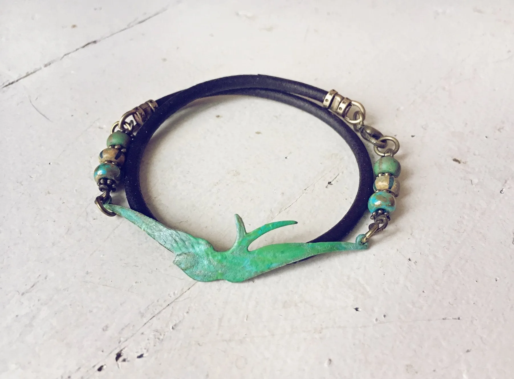 soaring bird leather wrap bracelet // choker