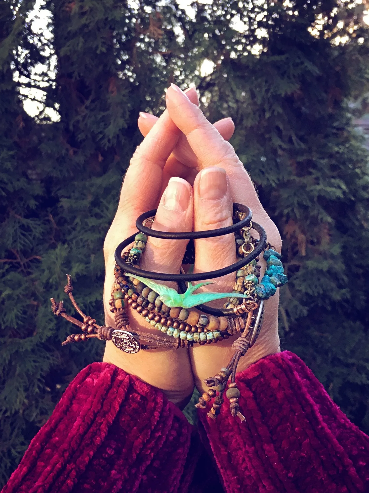 soaring bird leather wrap bracelet // choker