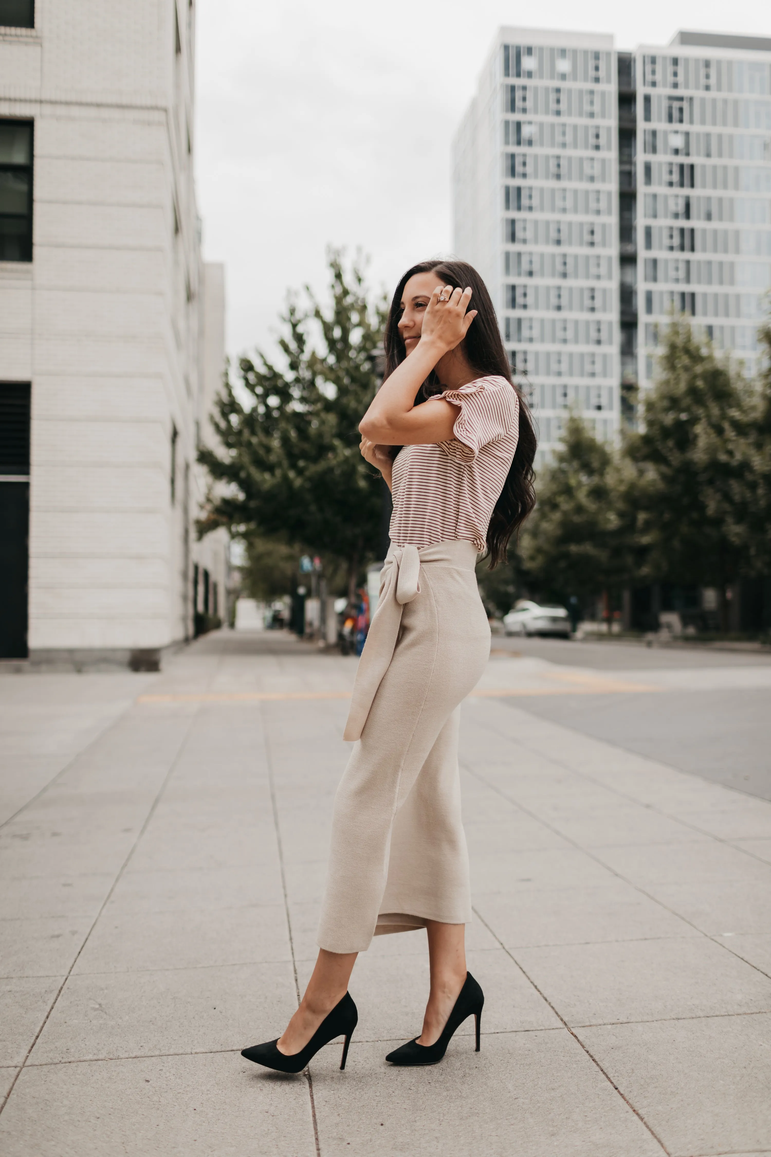 Sofia Wrap Sweater Skirt in Taupe