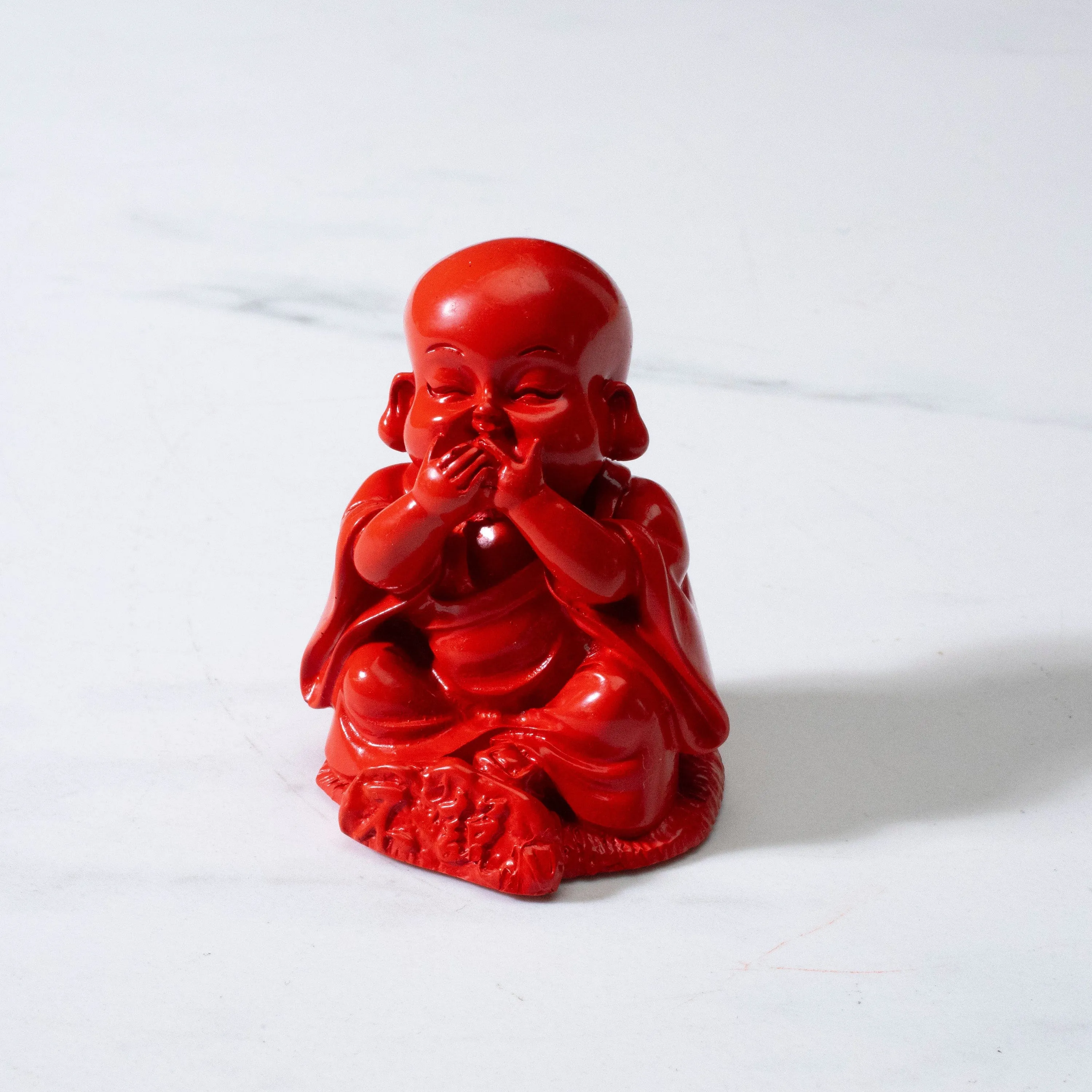 Speak No Evil Budha Cinnabar Carving