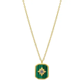 Star Pendant Green Tablet Necklace gold