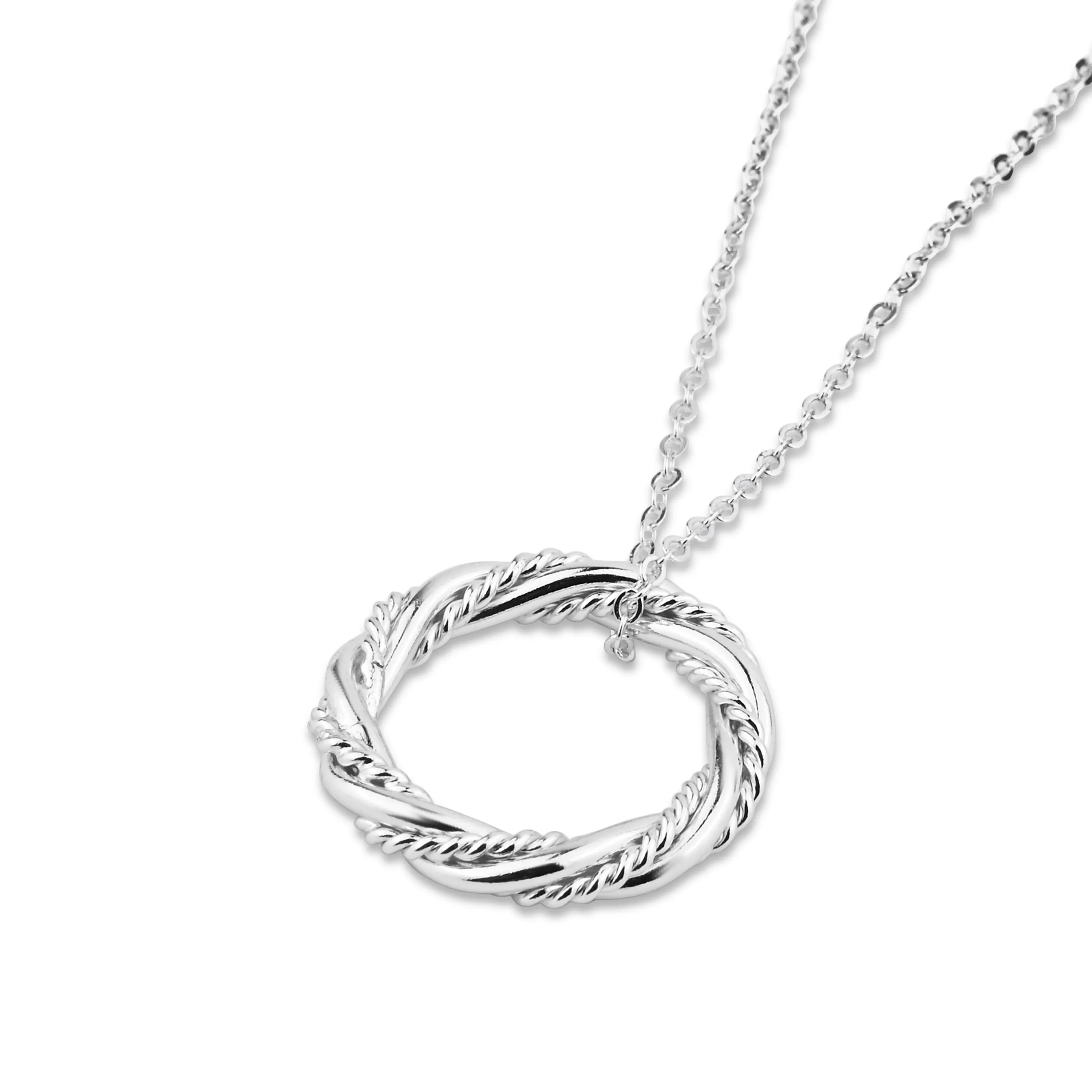 Sterling Silver-Plated Twist Circle Necklace