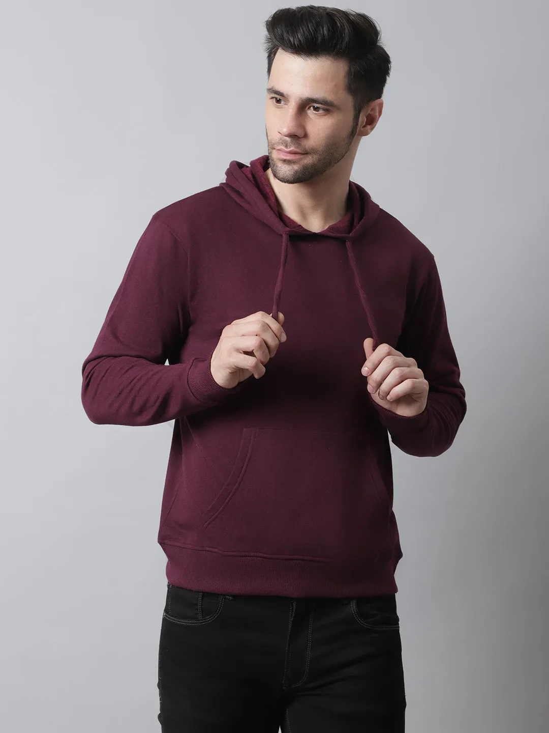 Style Quotient Men Maroon Hooded Sweatshirt