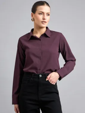 Style Quotient solid textured spread collar shirt with full sleeves